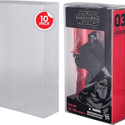EVORETRO Action Figure Display Case Protector - 10 Pack - Compatible with Star Wars Black Series 6 Inch Figures - Thick, Clear PET Plastic Action Figure Display Case, Will Last for Years to Come