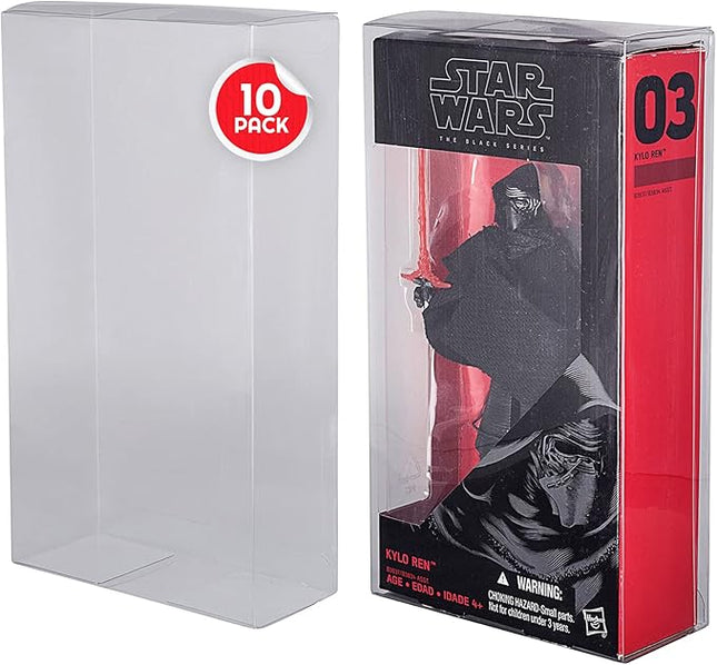 EVORETRO Action Figure Display Case Protector - 10 Pack - Compatible with Star Wars Black Series 6 Inch Figures - Thick, Clear PET Plastic Action Figure Display Case, Will Last for Years to Come