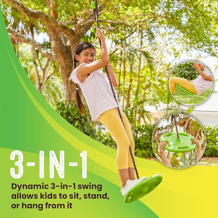 Swurfer Disco Tree Swing - Swing Sets for Backyard, Outdoor Swing, Swingset Outdoor for Kids, Easy Installation, Heavy Duty, Adjustable