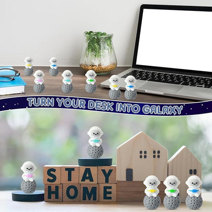 Sonwyoung 50 Pcs Mini Astronaut Figurines Astronaut Statue Space Toys for Space Cake Topper Kids Gift School Classroom Supplies Prize Piñata Goodie Bag Stuffer DIY Home Shelf Tabletop (Seated Pose)