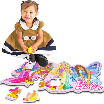 Barbie Floor Puzzle for Girls - Bundle With 28 Pc Friends Foam Puzzle Plus Stickers | Toys and Games for Toddlers, Kids