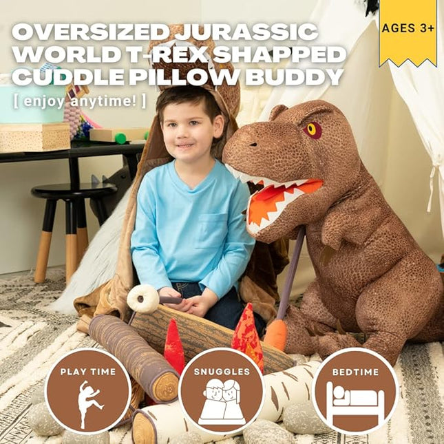 Franco Jurassic World Dominion Kids Oversized Rexy Large Size 32 Inches Tall T-Rex Bedding Super Soft Plush Cuddle Pillow Buddy, One Size
