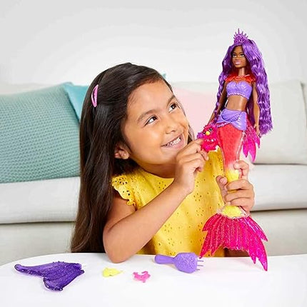 Barbie Mermaid Power Doll Set, Barbie "Brooklyn" Fashion Doll with Phoenix Pet & Accessories, Mermaid Toy with Interchangeable Fins