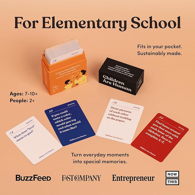 Children are Human | 140 Conversation Cards to Help Bond with Kids | Card Game for Elementary School Children | Designed by Experts for Grades 2-5 | Ages 7-10+
