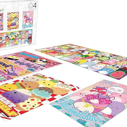 Buffalo Games - Squishmallow - 4 X 1 Multipack - Squishmallow Party Pack - Multi Piece Jigsaw Puzzle for Adults -Challenging Puzzle Perfect for Game Nights - Finished Size Varies