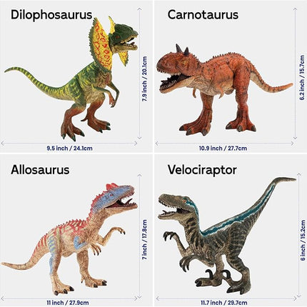 4 PCS Big Dinosaur Toys for Kids 3-5 Realistic Dinosaur Figures with Learning Cards & Movable Parts- Jumbo Dino Toys for Kids 5-7 Ideal Gift for Toddlers Boys Girls Ages 3+