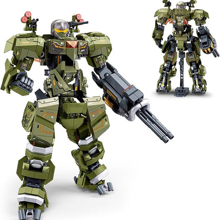 Mech Robot Transforming Building Blocks Set for Adults, Green City Protector Mecha Model Action Figures, Cool Creative Robots STEM Toys Gift for Teens Boys, 598 Pieces