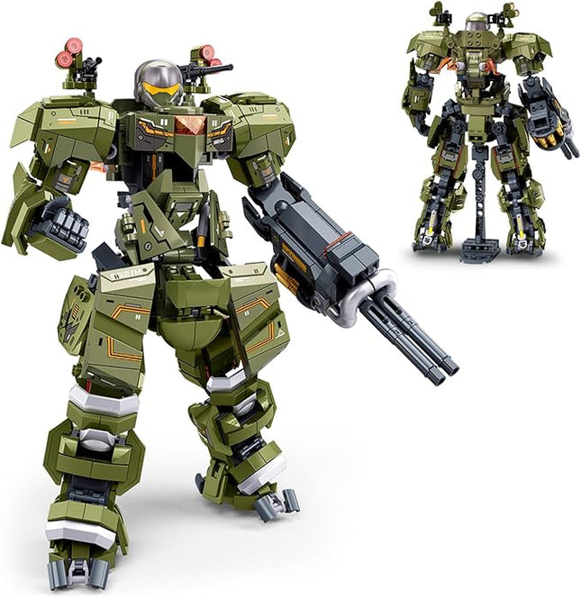 Mech Robot Transforming Building Blocks Set for Adults, Green City Protector Mecha Model Action Figures, Cool Creative Robots STEM Toys Gift for Teens Boys, 598 Pieces