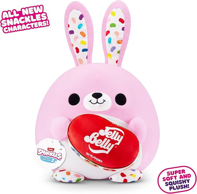 Snackles Series 2 8-inch by ZURU Cuddly Squishy Comfort 8-inch Plush with Licensed Snack Brand Accessory (Bunny&Jelly Belly)