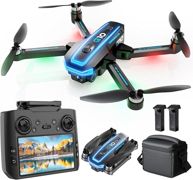GPS Drones with 4K Camera for Adults with HD Screen on Controller and Follow Me Mode,Long Flight Time and Distance,Transmission and GPS Auto Return,G10 RC Quadcopter Easy fly for Beginner and Kids,Under 249g