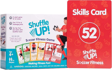 Shuffle Up Soccer Card Games - 70+ Fun & Active Skills Cards for Kids, Fitness Cards Develop Fundamentals, Stamina & Strength, Easy to Play for Kids | Multiple Skills Level Card Include 2 Dices