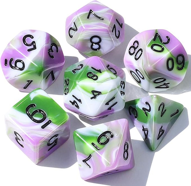 CiaraQ DND Polyhedral Dice Set for Dungeons and Dragons RPG MTG Role Playing Table Games-with 1 Dice Pouch (Pink+Green+White)
