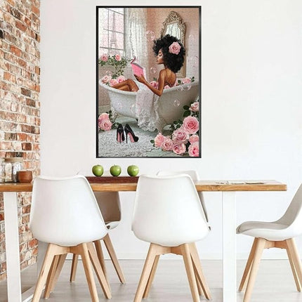 African American Jigsaw Puzzles 1000 Pieces for Adults, Bath Time Reading Scene, Black Woman Wooden Puzzle for Stress Relief, Challenging Brain Teaser & Home Decor