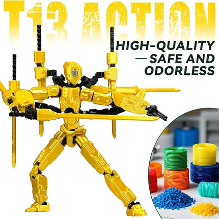 (Assembly Completed) 8 inch T13 Action Figure Set,T 13 Action Figure Multi-Articular Mobile Robot Nova T-13,Desktop Decorations for Game Lovers Toys (Yellow)