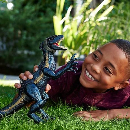 Mattel Jurassic World Dinosaur Figure Indoraptor Track N Attack with Tracking Gear & 3 Attack Features, Toy Gift with Physical & Digital Play