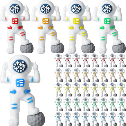 50 Pcs Mini Astronaut Figurines Astronaut Statue Space Toys for Space Cake Topper Kids Gift School Classroom Supplies Prize Piñata Goodie Bag Stuffer DIY Home Shelf Tabletop (Victory Pose)