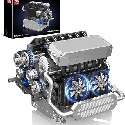 Mould King 10213 Car Engine Building Sets, Intelligent Chip Drive Engine Model Kit That Runs, Build Your Own STEM V8 Engine Model Toys for Age 14+/Adults Collections Home or Office Décor (744+ PCS)