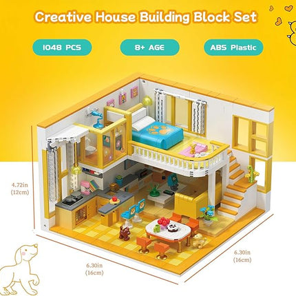 Friends House Building Block Set, Pets Collection Small Brick Model Set, Creative Mini Toy Building Sets, Children’s Day Birthday for Teens Kids Boys Girls 8+, 1048 PCS