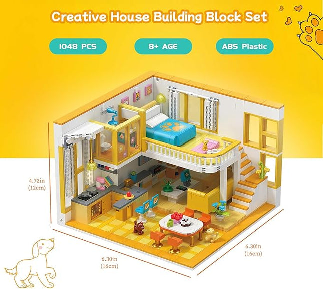 Friends House Building Block Set, Pets Collection Small Brick Model Set, Creative Mini Toy Building Sets, Children’s Day Birthday for Teens Kids Boys Girls 8+, 1048 PCS