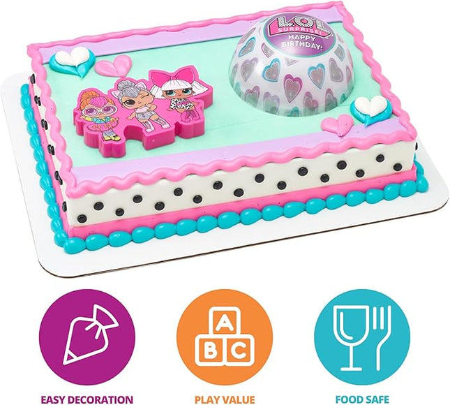 DecoSet® L.O.L. Surprise! Cake Decoration, 4 Piece Cake Topper Set With Cookie Cutter & Sprinkle Shaker! L.O.L. Surprise! Let's Be Friends, For Birthday Party & Celebrations