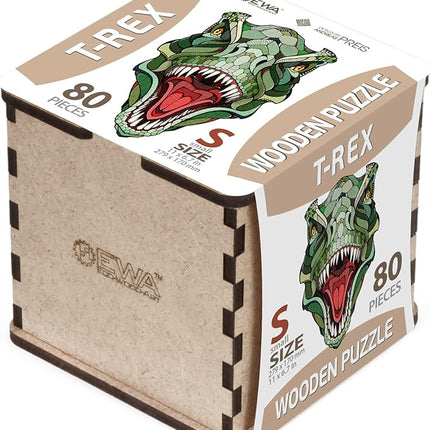 EWA Home Décor – T-Rex Small 80 Pieces – Wooden Jigsaw Puzzle for Adults – Perfect for Artistic Home Decoration and Mindful Relaxation