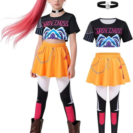 Girls Demon Pop Singer Hunters Costume 3-14 Years Stage Dance Idol Cosplay Outfit, Kids Halloween Costumes