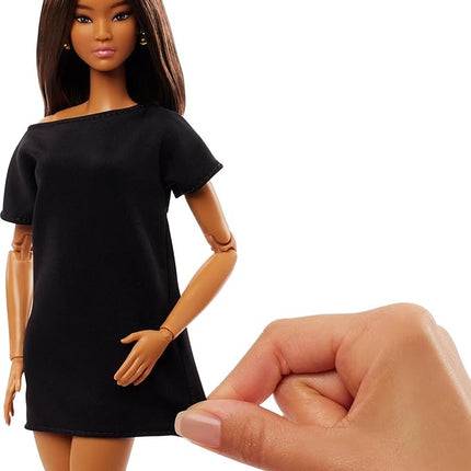 Barbie Basics Model 01 Collector Doll with Brunette Hair, Black Mini Dress & Shoes, Universal-fit Fashions, Posable Body & Swappable Doll Head