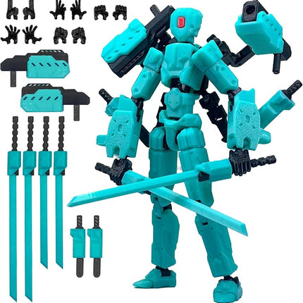 (Assembly Completed) 8 inch T13 Action Figure Set,T 13 Action Figure Multi-Articular Mobile Robot Nova T-13,Desktop Decorations for Game Lovers Toys (Light Blue)