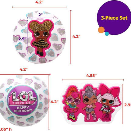 DecoSet® L.O.L. Surprise! Cake Decoration, 4 Piece Cake Topper Set With Cookie Cutter & Sprinkle Shaker! L.O.L. Surprise! Let's Be Friends, For Birthday Party & Celebrations