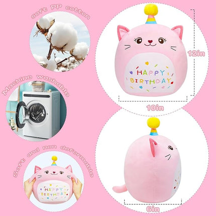 Cat Plush Toy 12 Inch Cute Unicorn Cat Birthday Stuffed Animal Soft Cat Plushies Pillow Pink Doll Gifts for Kid Toddlers Home Room Decoration (Cat Plush)