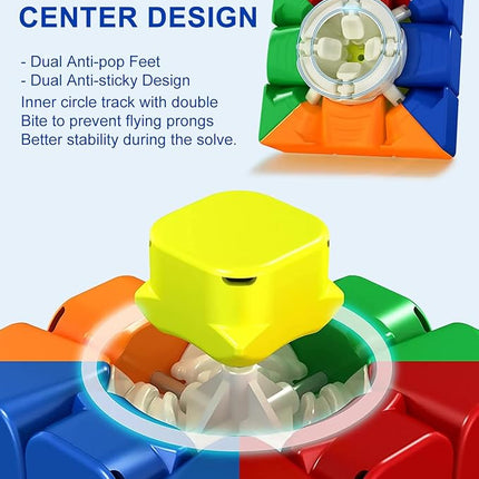 CFMOUR Magnetic Speed Cube 3x3 - Moyu RS3M Stickerless Cubes with Stand, 48 Magnets - Super Fast Problem-Solving Brain Teaser Puzzle Toy for Kids & Adults