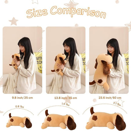 SQEQE Weighted Dog Plush, Weighted Dog Stuffed Animal, Cute Larbrador Plushies Soft Pillow Toy Gift for Kids Adults Brown 9.8 Inch, 0.8 Lbs