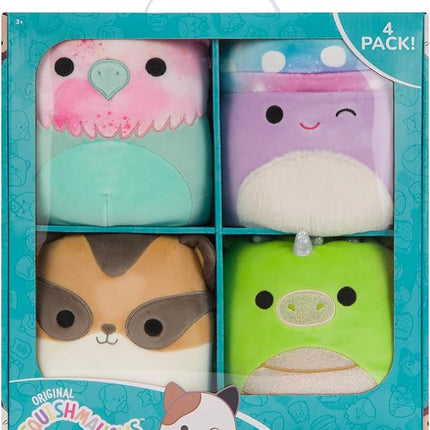 Squishmallows Original 7-Inch Fantasy Box Set – EYK Lime Green Dragon, Gala Teal and Pink Griffin, Minya Purple Galaxy Mushroom, Ziv Sugar Glider with Crown – Official Jazwares Plush (Little)