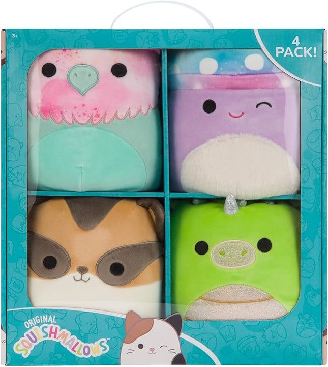Squishmallows Original 7-Inch Fantasy Box Set – EYK Lime Green Dragon, Gala Teal and Pink Griffin, Minya Purple Galaxy Mushroom, Ziv Sugar Glider with Crown – Official Jazwares Plush (Little)