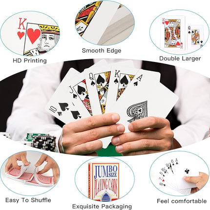 SeptCity Jumbo Playing Cards, 3.5 X 5 Inches Super Big Giant Game Theme Full Deck Huge Poker Oversize Decorations of Magic Party (1 Pack) (2 Times)