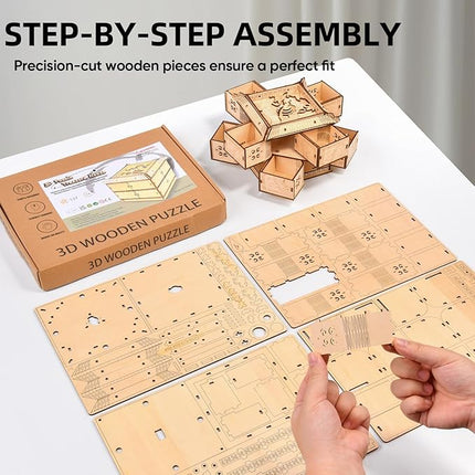 3D Wooden Puzzle Mechanical Treasure Box of Dragon, DIY Model Kits and 3D Puzzles for Adults, Unique Wooden Puzzle for Adults, Hobbies Projects Adult Building Sets Gift for Women and Kids