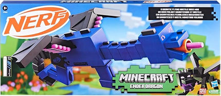 Nerf Minecraft Ender Dragon Blaster, 4-Dart Internal Clip, 12 Nerf Elite Foam Darts, Design Inspired by Minecraft Mob in the Game