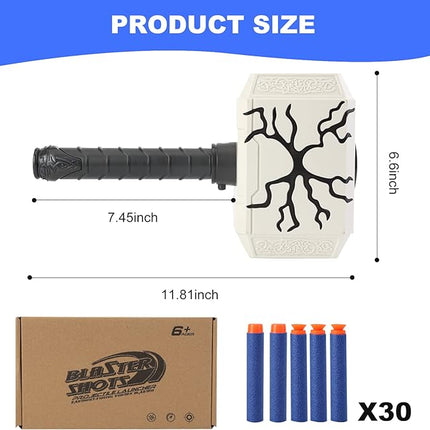 Dart-Blasting Hammer Toys Guns with Light -Toys for 6+ Year Old Boys,Kids Roleplay Toy Thunder Mjolnir Includes 30 Darts Gift for Boys & Girls Shooting Game Toy