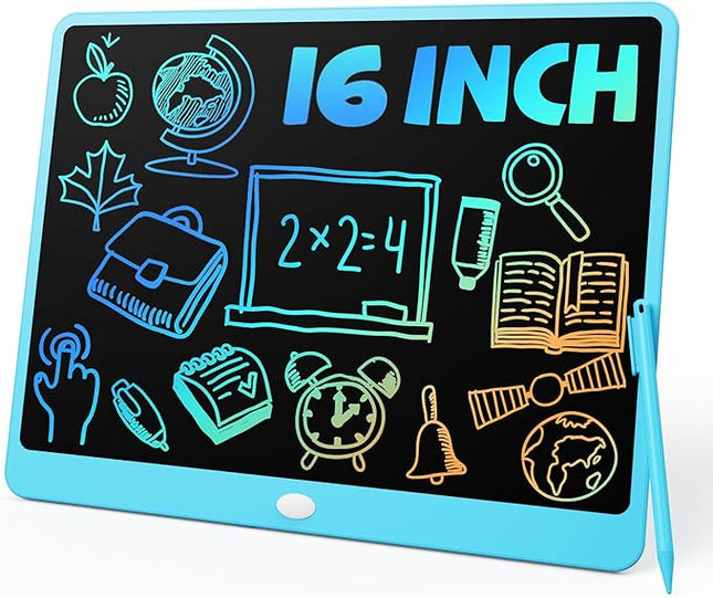 TEKFUN Birthday Gifts for Kids, 16inch LCD Writing Tablet Drawing Board, Teen Girl Boy Gifts Age 10 and Up, Birthday Gifts for All Age Groups, Erasable Writing Tablet for Business Meeting (Blue)