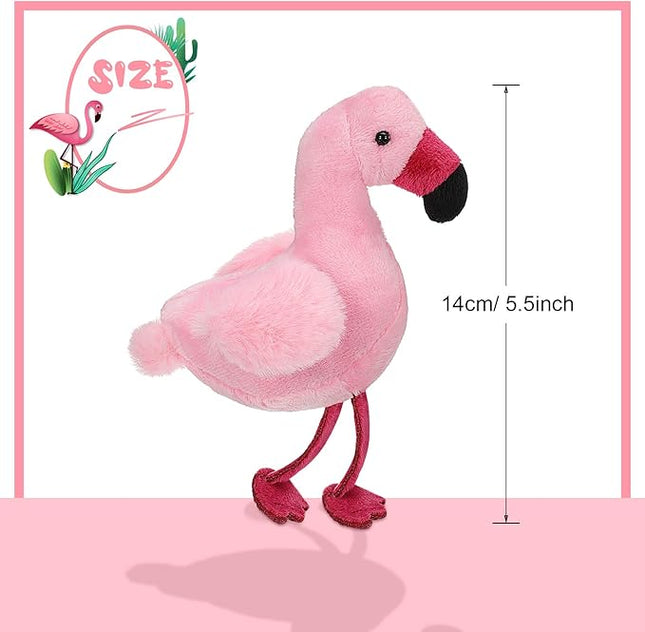 Skylety 6 Pieces Mini Flamingo Stuffed Animal Plush Toys 5 Inch Flamingo Party Favors Valentine Day Gift Hanging Ornaments Keychain Decorations for Women Birthday(Rose Red)