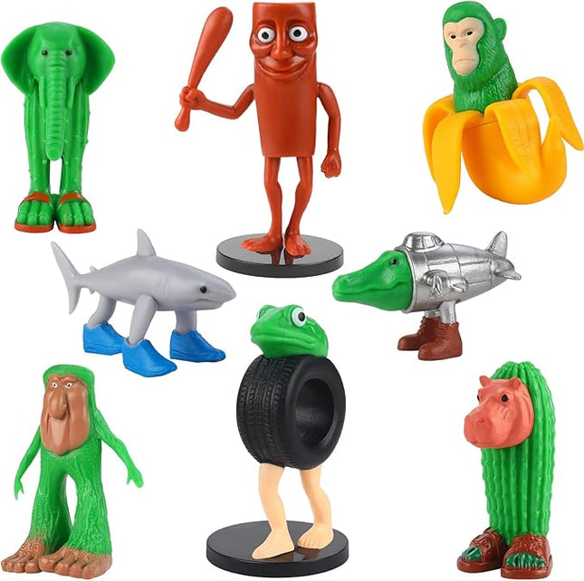 8PCS Italian Action Figure，Brainrot Meme Shark Figures Toys Tralalero Tralala, BRR BRR Patapim,Tung Tung Tung Sahur,Brainrot Meme Shark Collectible Animals Figurine Doll Gifts for Fans.
