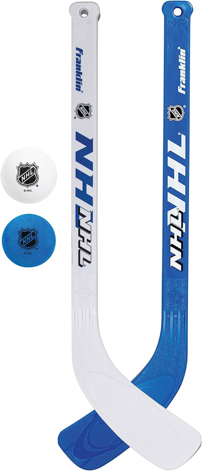 Franklin Sports NHL Mini Hockey Stick and Ball Set - Kids Indoor Knee Hockey Game Set - Includes 2 Mini Sticks and 2 Foam Balls