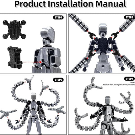 Already Assembled T13 Action Figure Accessories,T13 Multi-Jointed Movable,for Collectors Desktop Decorations t-13 Movability 3D Printed Toys (Gray)