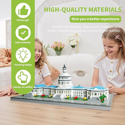 United States Capitol Architecture Model Micro Mini Building Blocks Sets World Famous Architectural Building Toys Gift for Adults and Kids 2800 Pieces