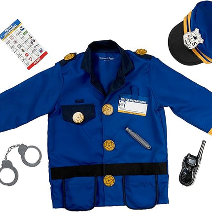 Melissa & Doug Police Officer Costume Dress-Up Set for Kids (8-Piece) – Pretend Play Uniform with Badge, Hat, Handcuffs & Accessories – Role Play Outfit for Toddlers & Children Ages 3+