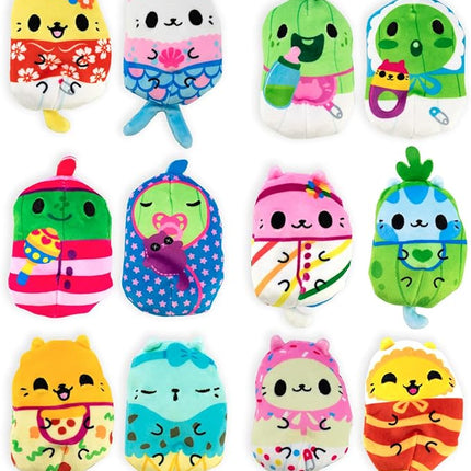 Cats vs Pickles Kittens vs Gherkins - Mystery Bags - Pack of 6-3 Inch Squishy Bean Filled Plushies! Collect These as Stocking Stuffers, Fidget Toys, or Sensory Toys - Great for Kids - Set A