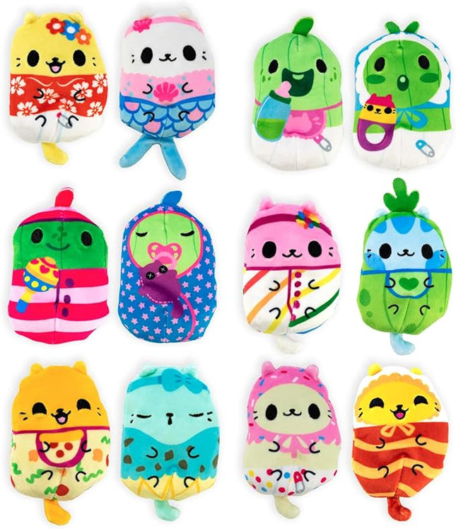 Cats vs Pickles Kittens vs Gherkins - Mystery Bags - Pack of 6-3 Inch Squishy Bean Filled Plushies! Collect These as Stocking Stuffers, Fidget Toys, or Sensory Toys - Great for Kids - Set A