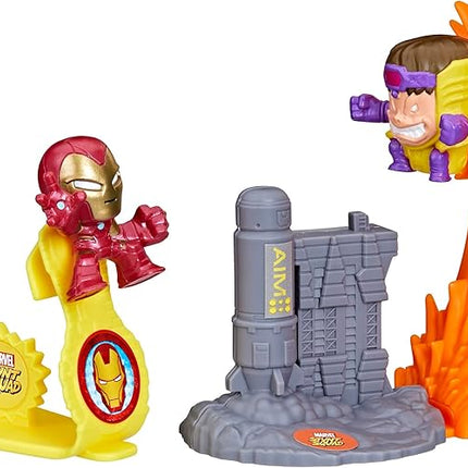 Marvel Stunt Squad Iron Man vs. M.O.D.O.K. Playset, 1.5-Inch Super Hero Action Figures, Toys for Kids Ages 4 and Up