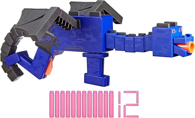 Nerf Minecraft Ender Dragon Blaster, 4-Dart Internal Clip, 12 Elite Foam Darts, Design Inspired by Minecraft Mob in The Game