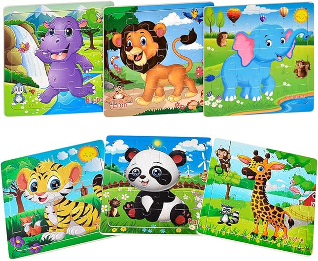 Puzzles for Kids Ages 3-5 Toddler Wooden Toys Montessori Learning Education Preschool Sets Games for Boy Girl 3 4 5+ Years Old, Pack of 6 (20 Pieces)